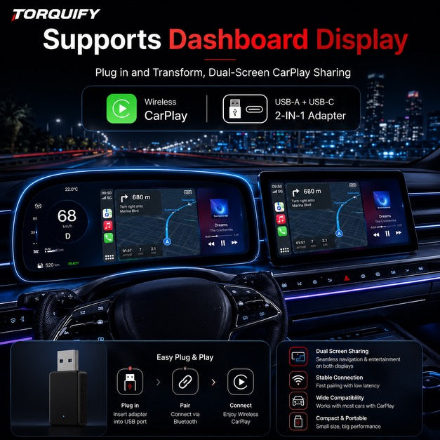 TORQUIFY Wireless CarPlay & Android Auto Adapter
