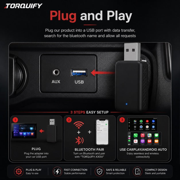 TORQUIFY Wireless CarPlay & Android Auto Adapter